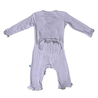 Girl's Solid Bamboo Classic Ruffle Coverall with Snaps - Lilac KicKee Pants