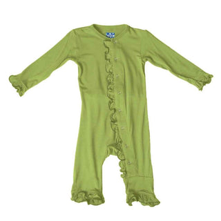 Kickee Pants Girl's Solid Classic Ruffle Coverall with Snaps - Meadow