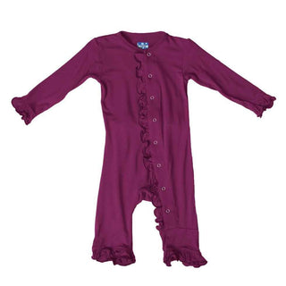 Kickee Pants Girl's Solid Classic Ruffle Coverall with Snaps - Orchid