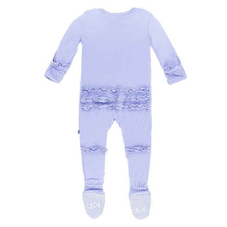 Girl's Solid Classic Ruffle Footie with Zipper - Lotus Baby & Toddler Sleepwear