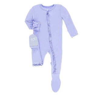 Girl's Solid Classic Ruffle Footie with Zipper - Lotus Baby & Toddler Sleepwear