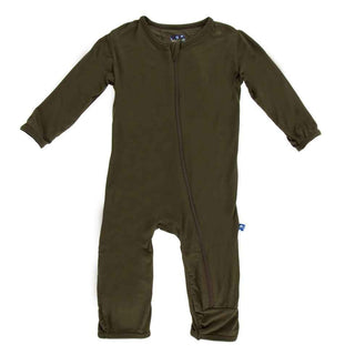 Boy's Solid Bamboo Coverall with Zipper - Bark KicKee Pants