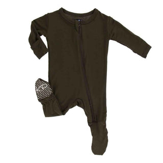 Boy's Solid Bamboo Footie with Zipper - Bark Baby & Toddler Sleepwear