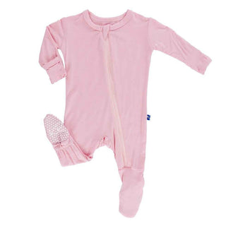 Girl's Solid Bamboo Footie with Zipper - Lotus Baby & Toddler Sleepwear