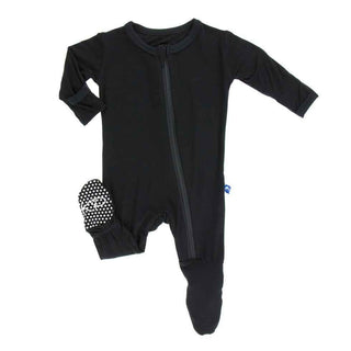 Solid Bamboo Footie with Zipper - Midnight Baby & Toddler Sleepwear