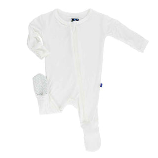 Solid Bamboo Footie with Zipper - Natural Baby & Toddler Sleepwear