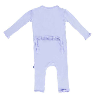 Girl's Solid Bamboo Muffin Ruffle Coverall with Snaps - Lilac KicKee Pants