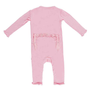 Kickee Pants Girl's Solid Muffin Ruffle Coverall with Snaps - Lotus