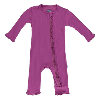 Girl's Solid Bamboo Muffin Ruffle Coverall with Zipper - Orchid Baby & Toddler Sleepwear