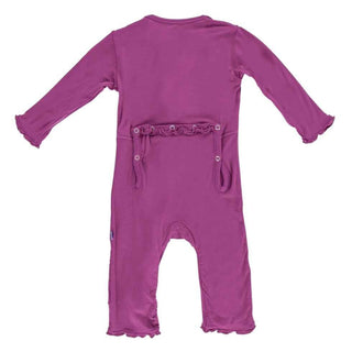 Kickee Pants Girl's Solid Muffin Ruffle Coverall with Zipper - Orchid