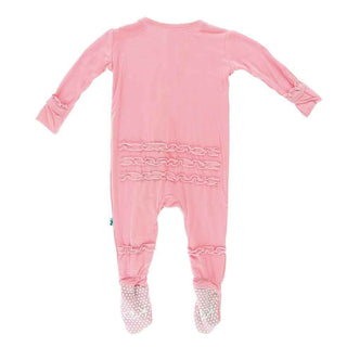 Kickee Pants Girl's Solid Muffin Ruffle Footie with Snaps - Lotus