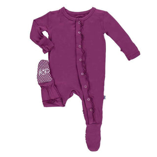 KicKee Pants Basic Muffin Ruffle Footie with Snaps - Orchid