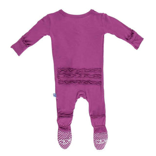 Kickee Pants Girl's Solid Muffin Ruffle Footie with Zipper - Orchid