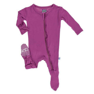 Girl's Solid Bamboo Muffin Ruffle Footie with Zipper - Orchid Baby & Toddler Sleepwear