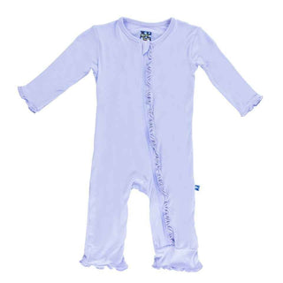 Girl's Solid Bamboo Classic Ruffle Coverall with Zipper - Lilac Baby & Toddler Sleepwear