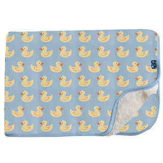 Boy's Custom Print Bamboo Sherpa-Lined Toddler Blanket, Pond Rubber Ducks - One Size Swaddling & Receiving Blankets