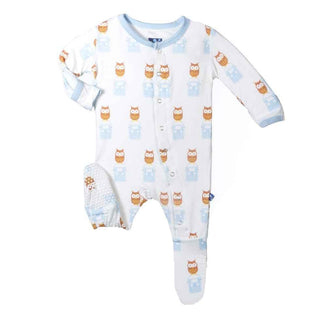 Boy's Bamboo Footie with Snaps, Natural Radio Owl Baby & Toddler Sleepwear