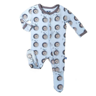 Boy's Bamboo Footie with Snaps, Pond Record Birds Baby & Toddler Sleepwear