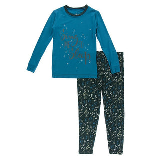 KicKee Pants Boys Long Sleeve Graphic Tee Pajama Set - Pine Music Class | Stylish Sleepies offer designs that make bedtime beautiful.