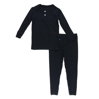 Boy's Solid Bamboo Long Sleeve Henley Pajama Set - Deep Space Baby & Toddler Sleepwear