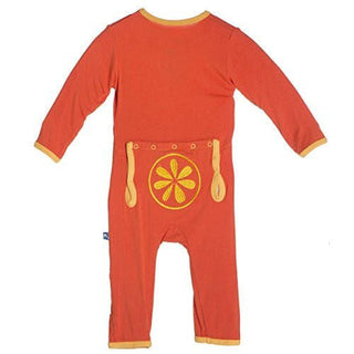 Boy's Print Bamboo Applique Coverall - Frisbee Citrus KicKee Pants