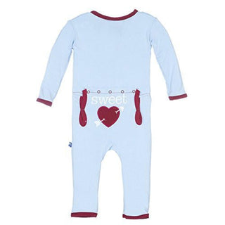 Boy's Print Bamboo Applique Coverall - Pond Sweet Heart KicKee Pants