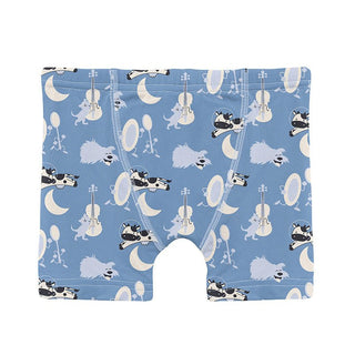 Boy's Print Bamboo Boxer Brief - Dream Blue Hey Diddle Diddle KicKee Pants