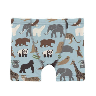 KicKee Pants Boy's Print Bamboo Boxer Brief - Spring Sky Zoo