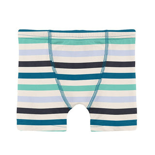 Boy's Print Bamboo Boxer Briefs (Set of 3) - Little Boy Blue Stripe, Natural & Deep Space Chinese Zodiac KicKee Pants