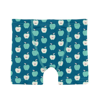 KicKee Pants Boy's Print Bamboo Boxer Briefs (Set of 3) - Seaport Johnny Appleseed, Seaport & Latte Scales 