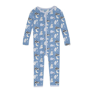 Boy's Print Bamboo Convertible Sleeper with Zipper - Dream Blue Hey Diddle Diddle KicKee Pants