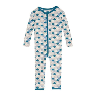 KicKee Pants Boy's Print Bamboo Convertible Sleeper with Zipper - Latte Scales 