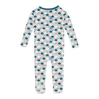 KicKee Pants Boy's Print Bamboo Convertible Sleeper with Zipper - Latte Scales 