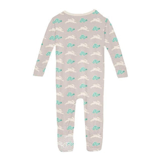 KicKee Pants Boy's Print Bamboo Convertible Sleeper with Zipper - Latte Tortoise and Hare 