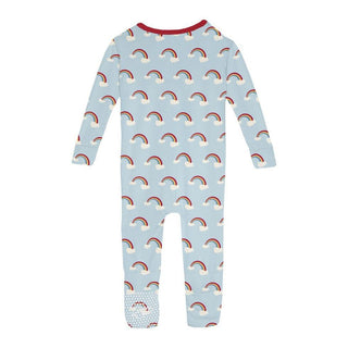 KicKee Pants Boy's Print Bamboo Convertible Sleeper with Zipper - Spring Sky Rainbows