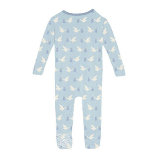 Boy's Print Bamboo Convertible Sleeper with Zipper - Spring Sky Stork Baby & Toddler Sleepwear