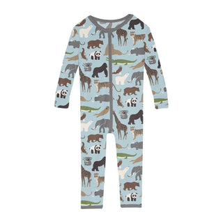 Boy's Print Bamboo Convertible Sleeper with Zipper - Spring Sky Zoo Baby & Toddler Sleepwear