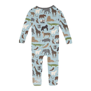 Boy's Print Bamboo Convertible Sleeper with Zipper - Spring Sky Zoo Baby & Toddler Sleepwear