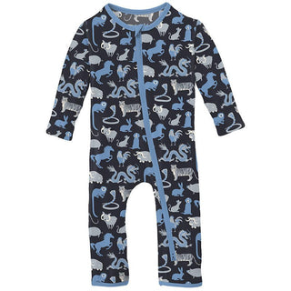 Boy's Print Bamboo Coverall with 2-Way Zipper - Deep Space Chinese Zodiac Baby & Toddler Sleepwear