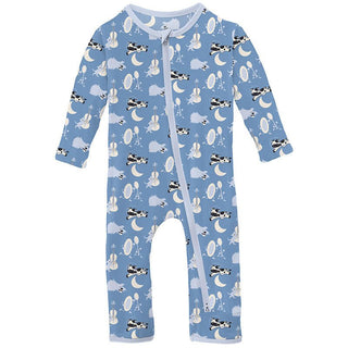 Boy's Print Bamboo Coverall with 2-Way Zipper - Dream Blue Hey Diddle Diddle Baby & Toddler Sleepwear