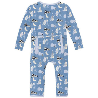 Boy's Print Bamboo Coverall with 2-Way Zipper - Dream Blue Hey Diddle Diddle Baby & Toddler Sleepwear