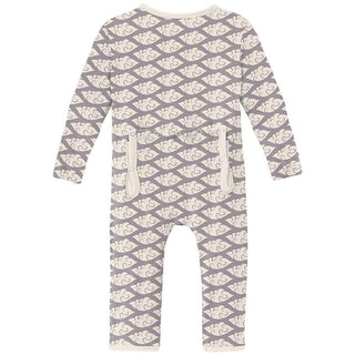 Boy's Print Bamboo Coverall with 2-Way Zipper - Feather Cloudy Sea Baby & Toddler Sleepwear