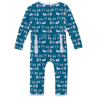 Boy's Print Bamboo Coverall with 2-Way Zipper - Seaport 3 Little Kittens Baby & Toddler Sleepwear