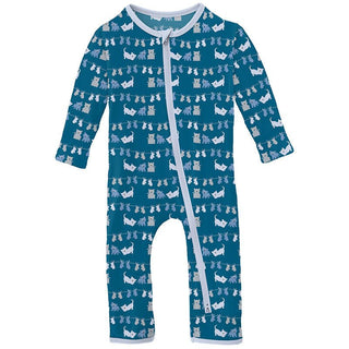 Boy's Print Bamboo Coverall with 2-Way Zipper - Seaport 3 Little Kittens Baby & Toddler Sleepwear