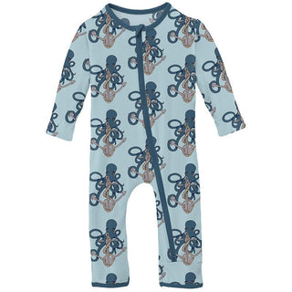 Boy's Print Bamboo Coverall with 2-Way Zipper - Spring Sky Octopus Anchor Baby & Toddler Sleepwear