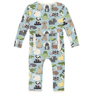 Boy's Print Bamboo Coverall with 2-Way Zipper - Spring Sky Too Many Stuffies Baby & Toddler Sleepwear