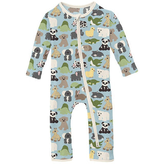 Boy's Print Bamboo Coverall with 2-Way Zipper - Spring Sky Too Many Stuffies Baby & Toddler Sleepwear