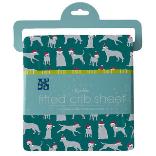 KicKee Pants Boy's Print Bamboo Fitted Crib Sheet - Cedar Santa Dogs