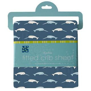 KicKee Pants Boy's Print Bamboo Fitted Crib Sheet - Deep Sea Narwhal