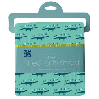 Boy's Print Bamboo Fitted Crib Sheet - Glass Later Alligator Bed Sheets